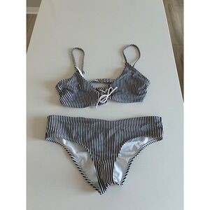 Xhilaration Striped Lace Up Bikini‎ Swimsuit Set Women's Size XL
